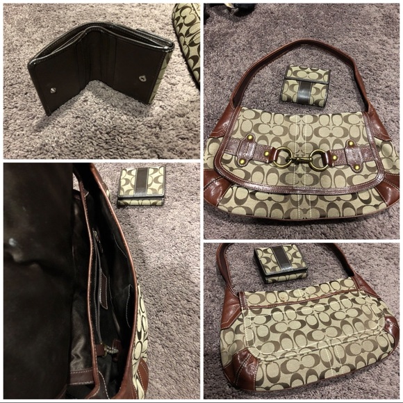 Coach Natural Brown “C” design Purse & Wallet - Picture 3 of 5